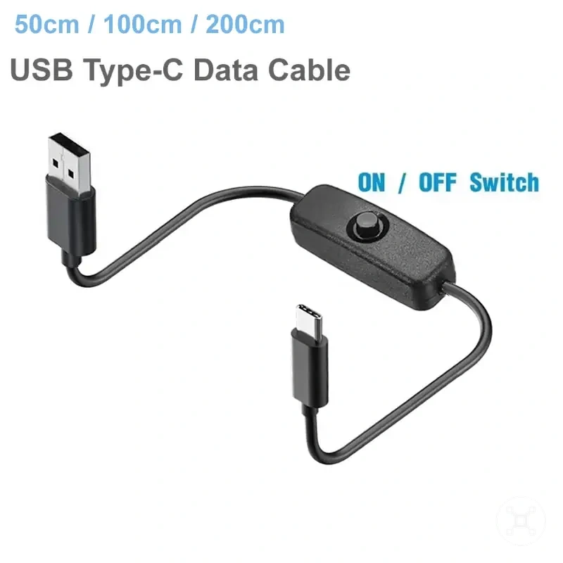 كابل طاقة USB-C مع مفتاح تشغيل وإيقاف لاستخدام Raspberry Pi