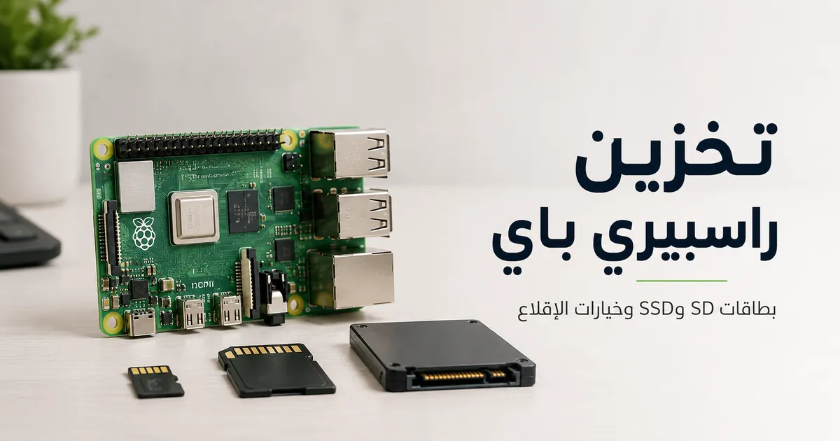 راسبيري باي مع بطاقة microSD وخيارات تخزين SSD موضوعة جنبًا إلى جنب