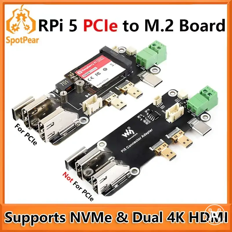 Raspberry Pi 5 PCIe-Multifunktionsadapterplatine mit HDMI-Unterstützung