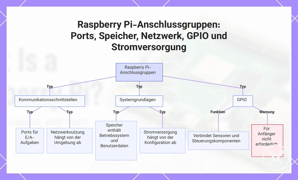Raspberry Pi-Anschlussgruppen: Ports, Speicher, Netzwerk, GPIO und Stromversorgung