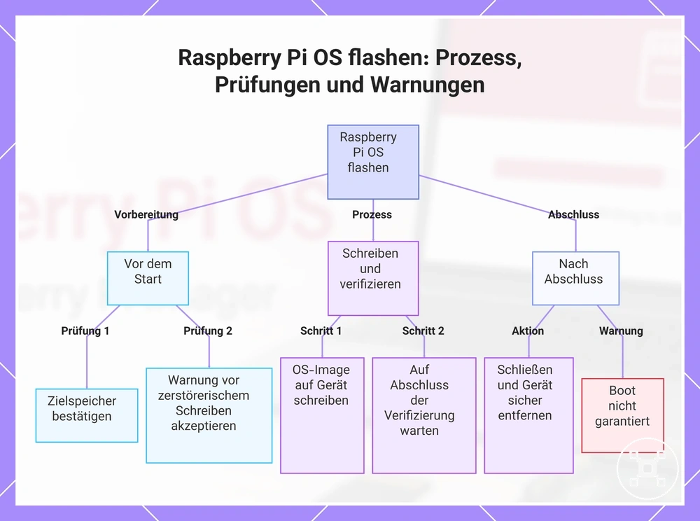 Raspberry Pi OS flashen: Prozess, Prüfungen und Warnungen