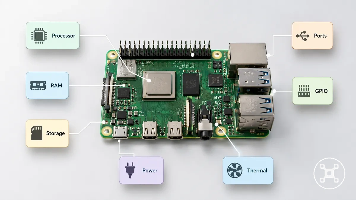 Raspberry-Pi-Boards mit Spezifikationskategorien und Hardware-Attributen