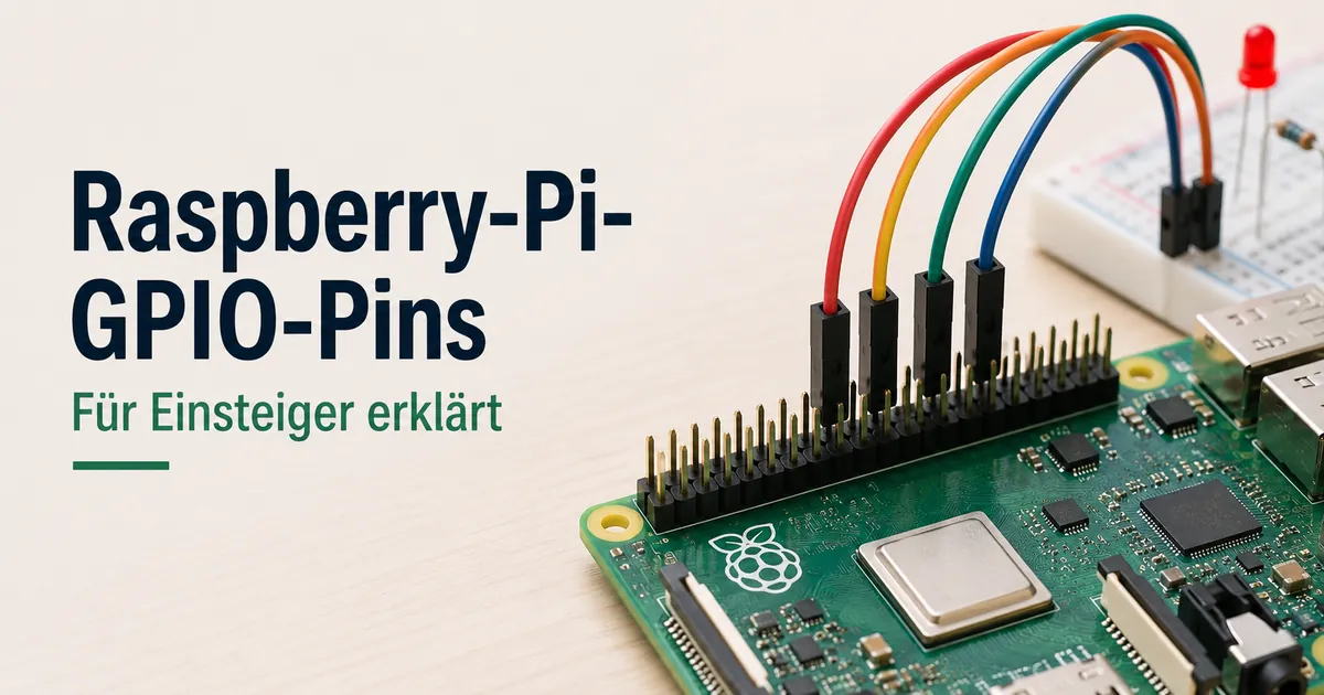 Raspberry-Pi-GPIO-Pins mit angeschlossenen Jumper-Kabeln für einen einfachen Elektronikaufbau