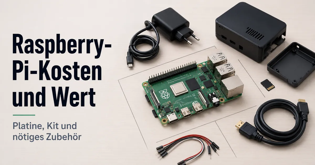 Raspberry-Pi-Platine mit zentralem Zubehör zur Einschätzung der gesamten Einrichtungskosten
