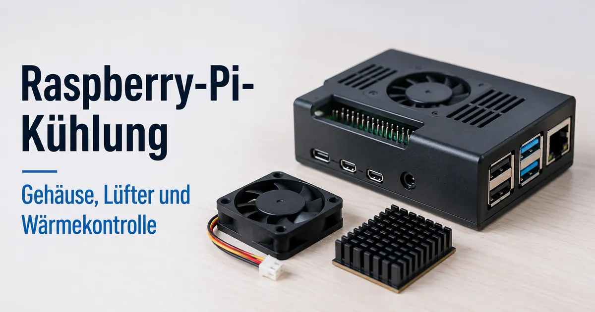 Raspberry-Pi-Kühlaufbau mit Gehäuse, Lüfter und Kühlkörper