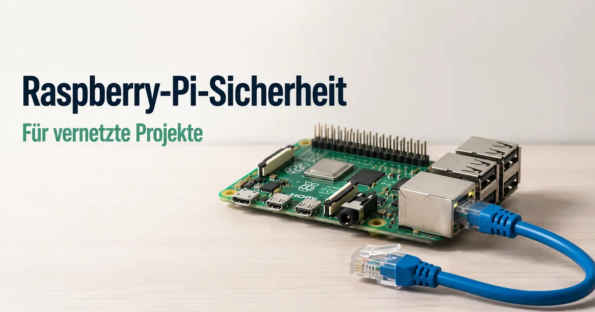 Raspberry Pi mit Netzwerkkabel für eine sichere Einrichtung eines vernetzten Projekts
