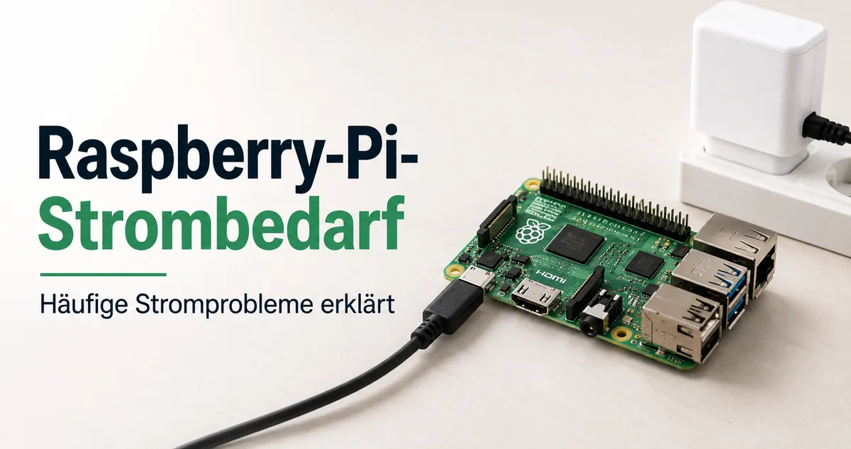 Raspberry Pi mit USB-Netzteil, sichtbarem Kabel und Anschluss