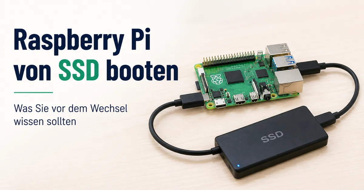 Raspberry Pi mit externer SSD zum Booten vom Speicher verbunden