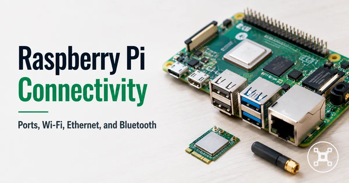 Raspberry Pi ports and wireless connectivity components shown on the board