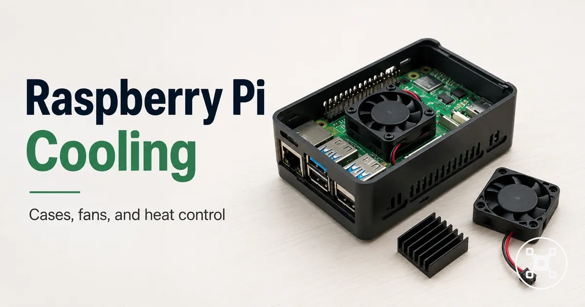 Raspberry Pi cooling setup with case, fan, and heatsink for heat control