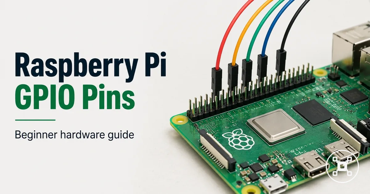Raspberry Pi GPIO header pins with jumper wires connected for a beginner electronics setup