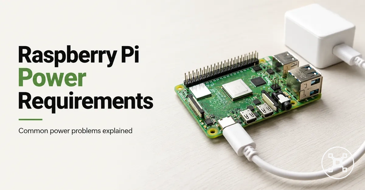 Raspberry Pi powered by a USB power supply with cable and connector visible
