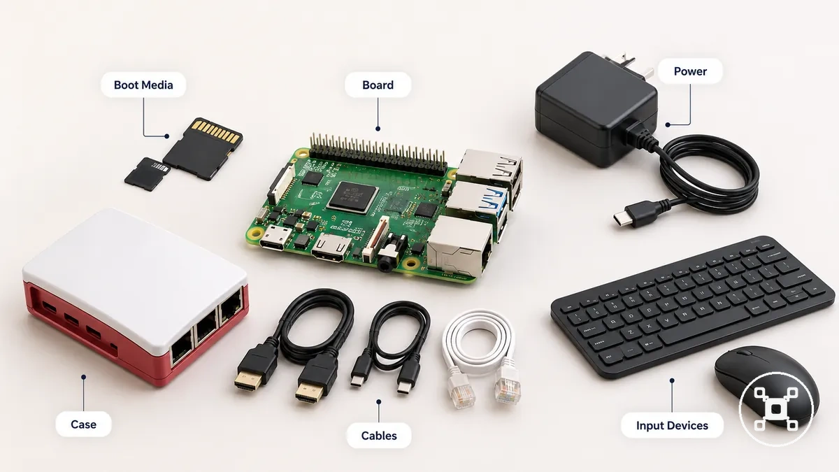 Raspberry Pi setup components grouped to show total cost categories