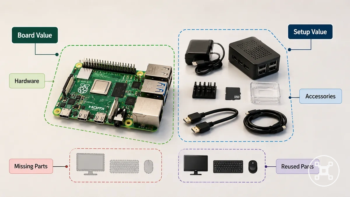 Diagram showing Raspberry Pi board value separated from bundled accessory setup value