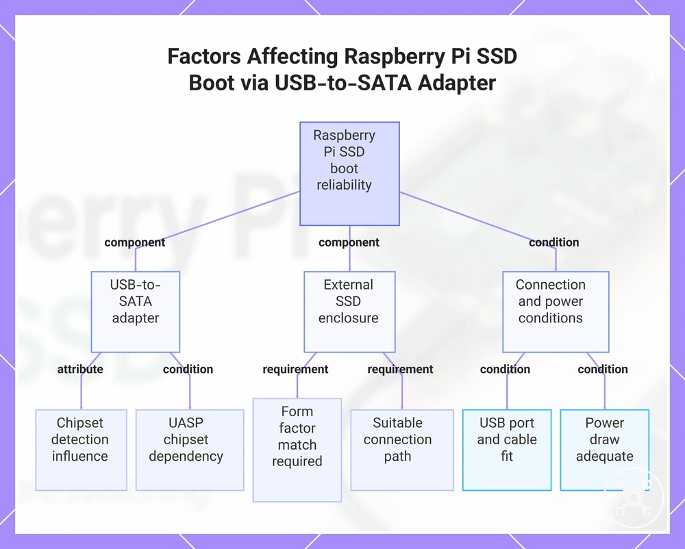Factors Affecting Raspberry Pi SSD Boot via USB-to-SATA Adapter