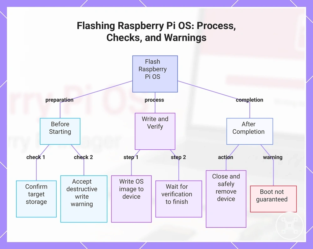 Flashing Raspberry Pi OS: Process, Checks, and Warnings
