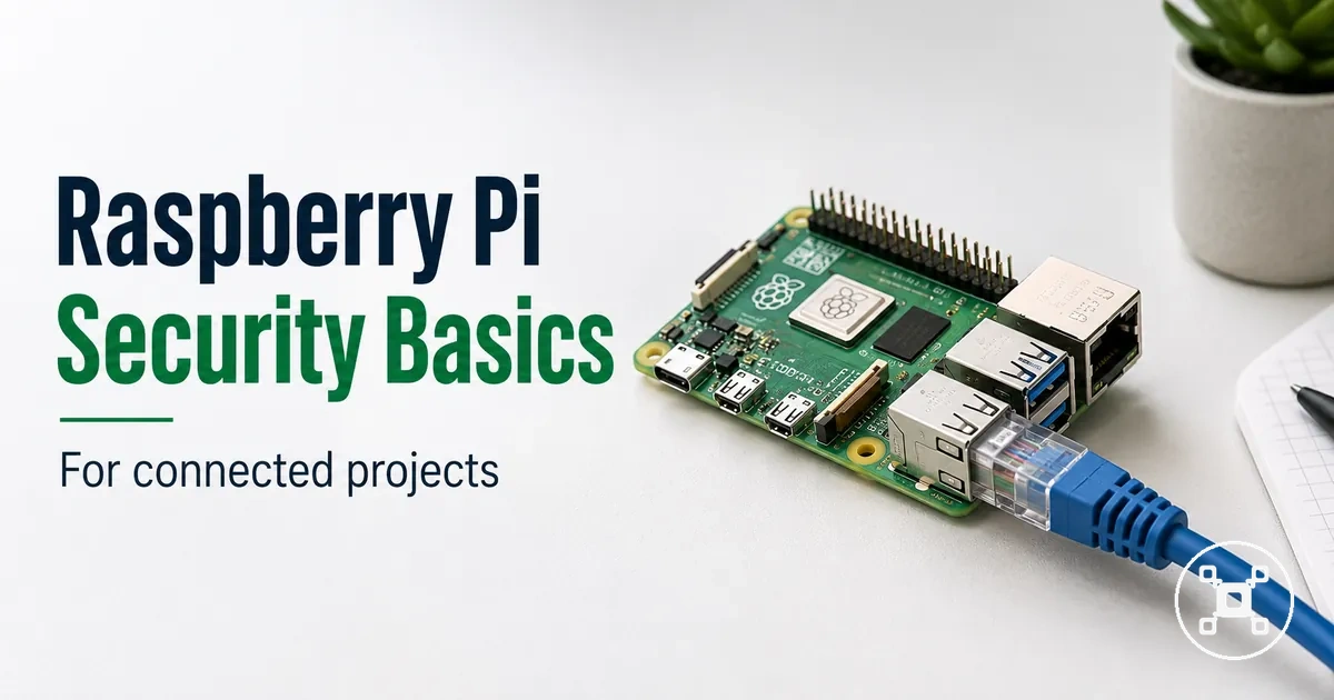 Raspberry Pi connected to a network cable for a secure connected project setup