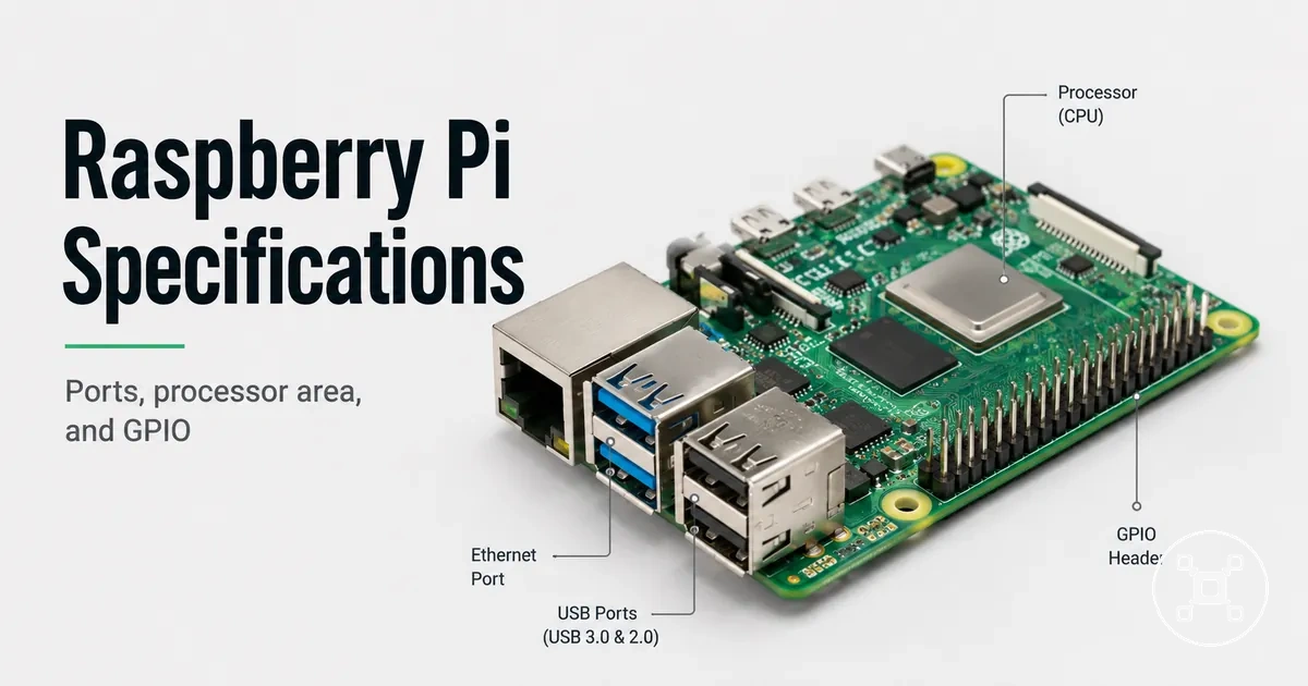 Close view of Raspberry Pi hardware showing ports, processor area, and GPIO header