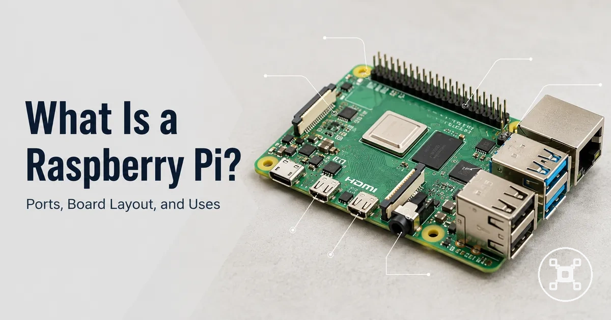 Raspberry Pi single-board computer showing its main ports and circuit board layout