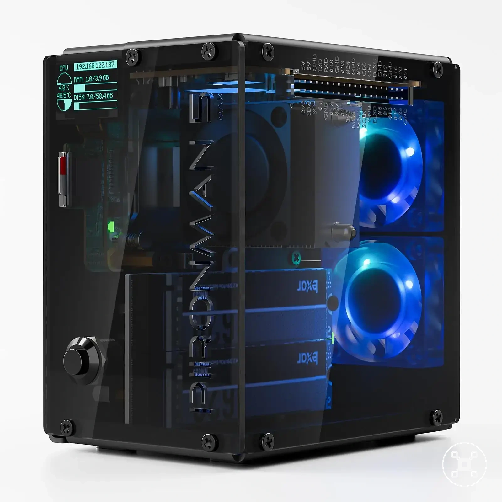 Carcasa NVMe doble para Raspberry Pi 5 con soporte de almacenamiento PCIe