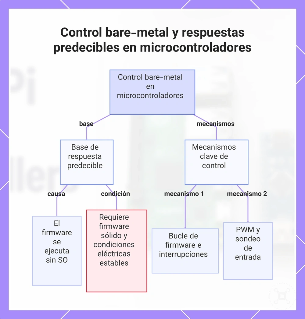 Control bare-metal y respuestas predecibles en microcontroladores