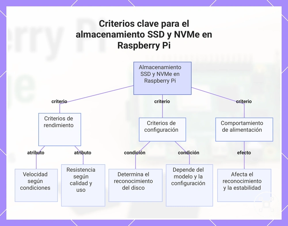 Criterios clave para el almacenamiento SSD y NVMe en Raspberry Pi