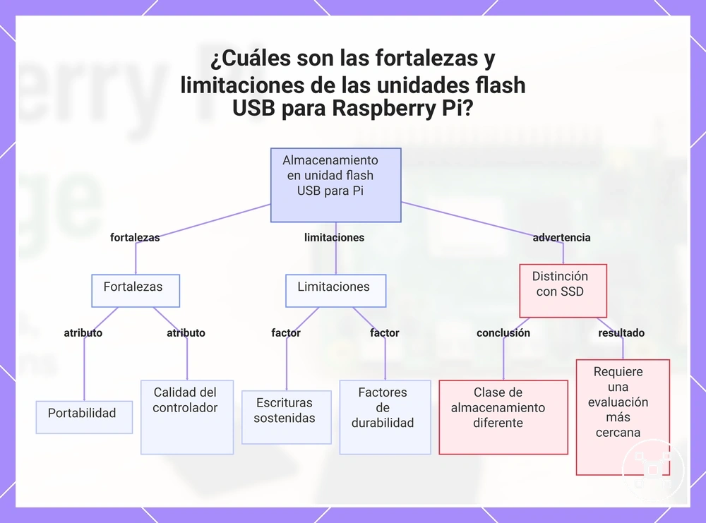 ¿Cuáles son las fortalezas y limitaciones de las unidades flash USB para Raspberry Pi?