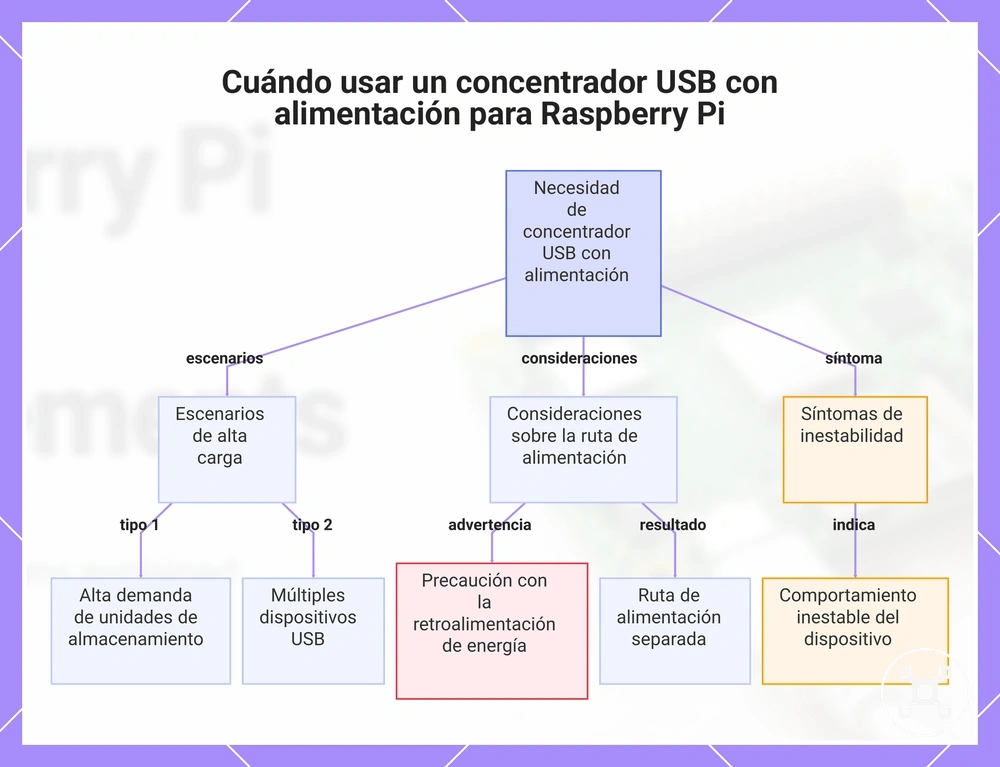 Cuándo usar un concentrador USB con alimentación para Raspberry Pi