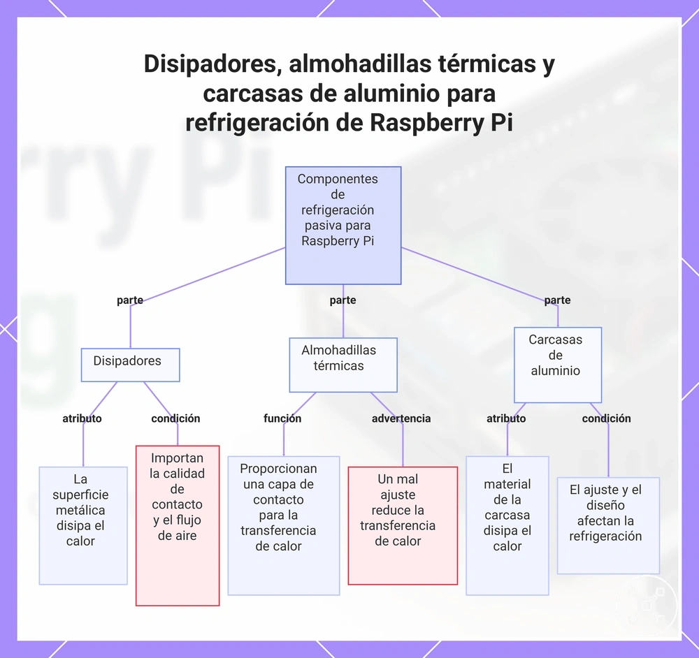 Disipadores, almohadillas térmicas y carcasas de aluminio para refrigeración de Raspberry Pi