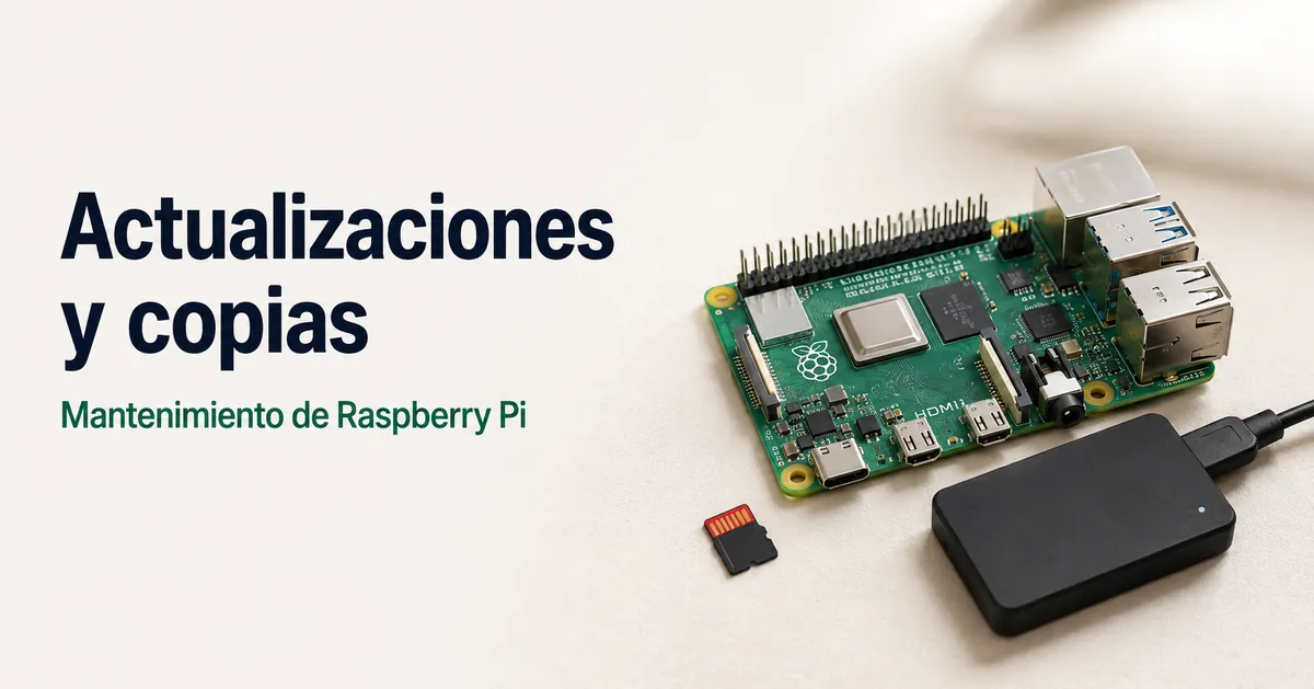 Raspberry Pi con medios de almacenamiento preparados para tareas de actualización y copia de seguridad