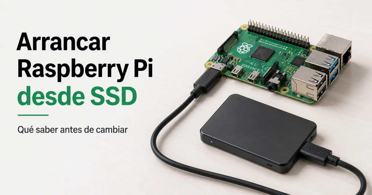 Raspberry Pi conectada a un SSD externo para arrancar desde almacenamiento