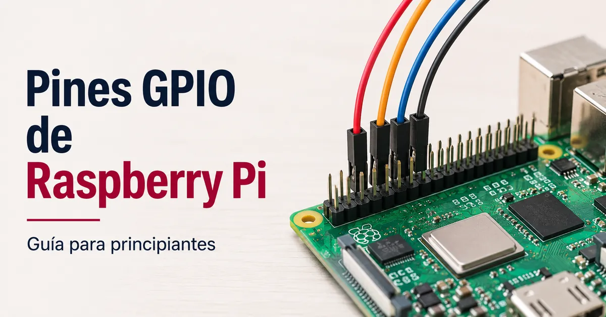 Pines GPIO de Raspberry Pi con cables jumper conectados para una configuración básica de electrónica