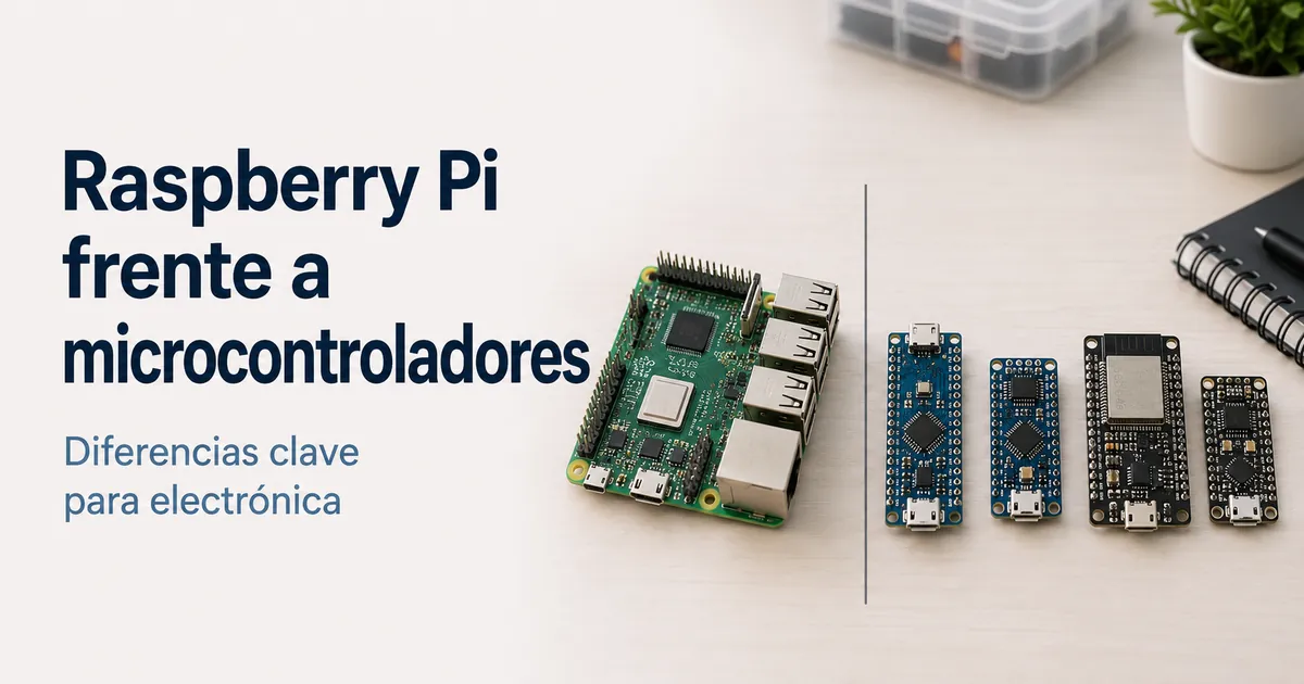 Placa Raspberry Pi comparada con placas microcontroladoras más pequeñas para proyectos de electrónica