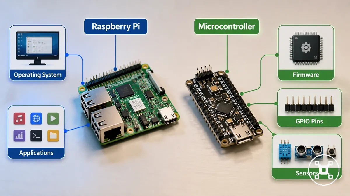 Catégories de cartes Raspberry Pi et microcontrôleurs montrant des objectifs de conception différents