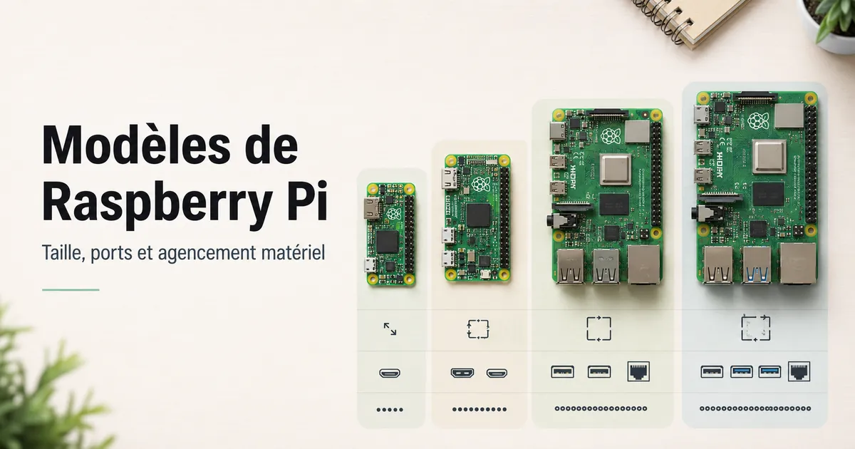 Cartes Raspberry Pi comparées selon la taille, les ports et l’agencement matériel