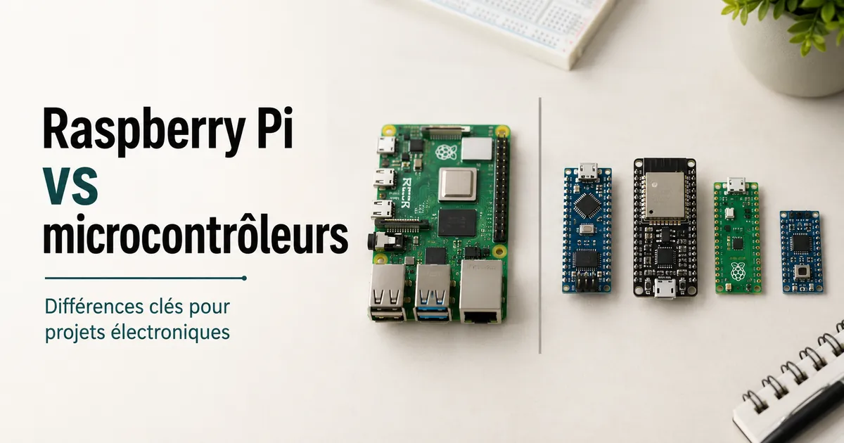 Carte Raspberry Pi comparée à des cartes microcontrôleurs plus petites pour projets électroniques