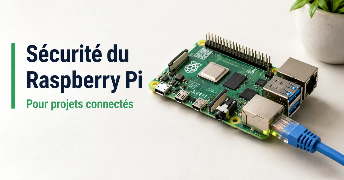 Raspberry Pi connecté à un câble réseau pour une configuration sécurisée de projet connecté
