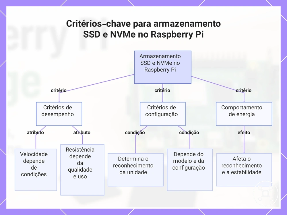 Critérios-chave para armazenamento SSD e NVMe no Raspberry Pi