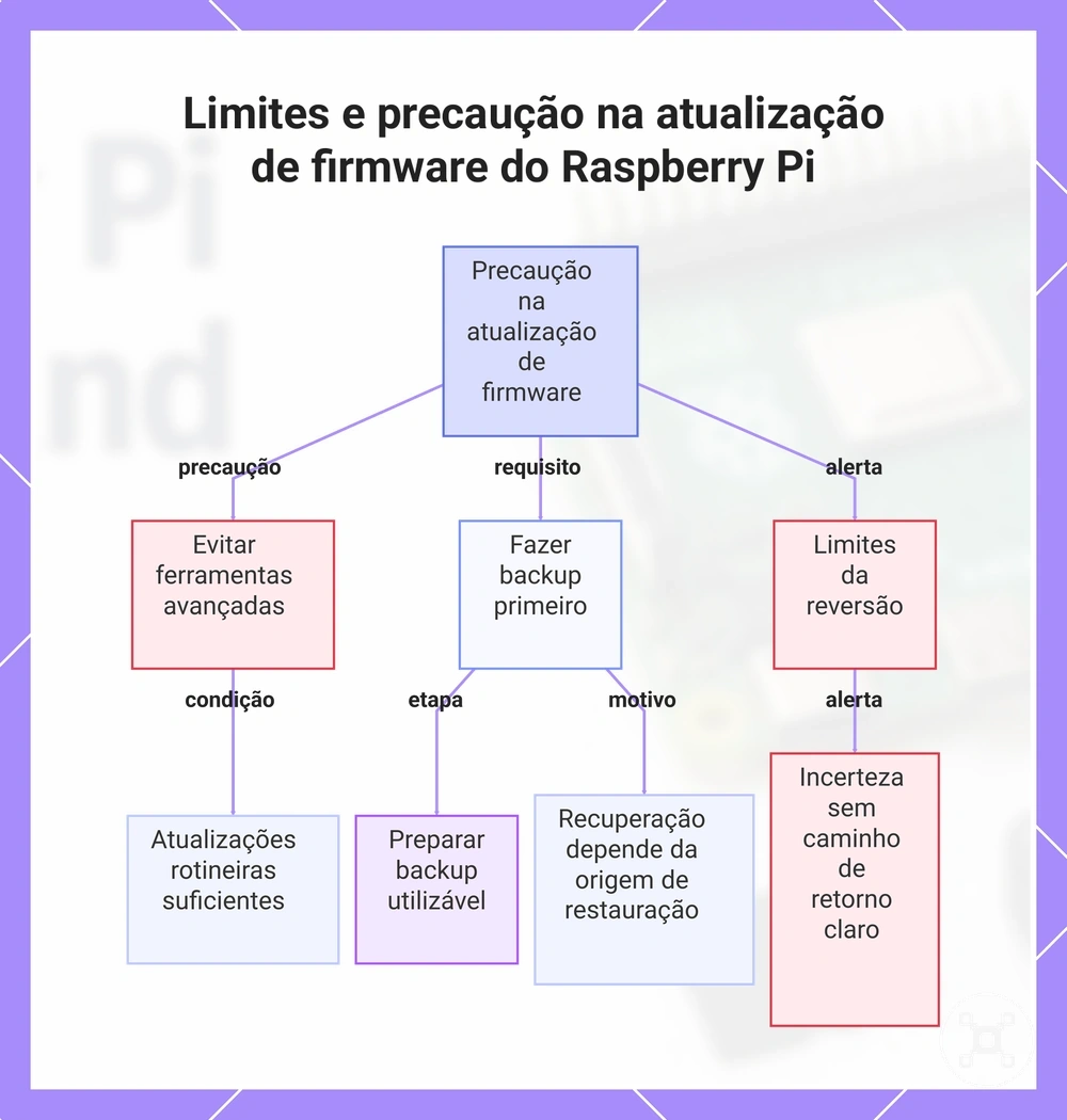 Limites e precaução na atualização de firmware do Raspberry Pi