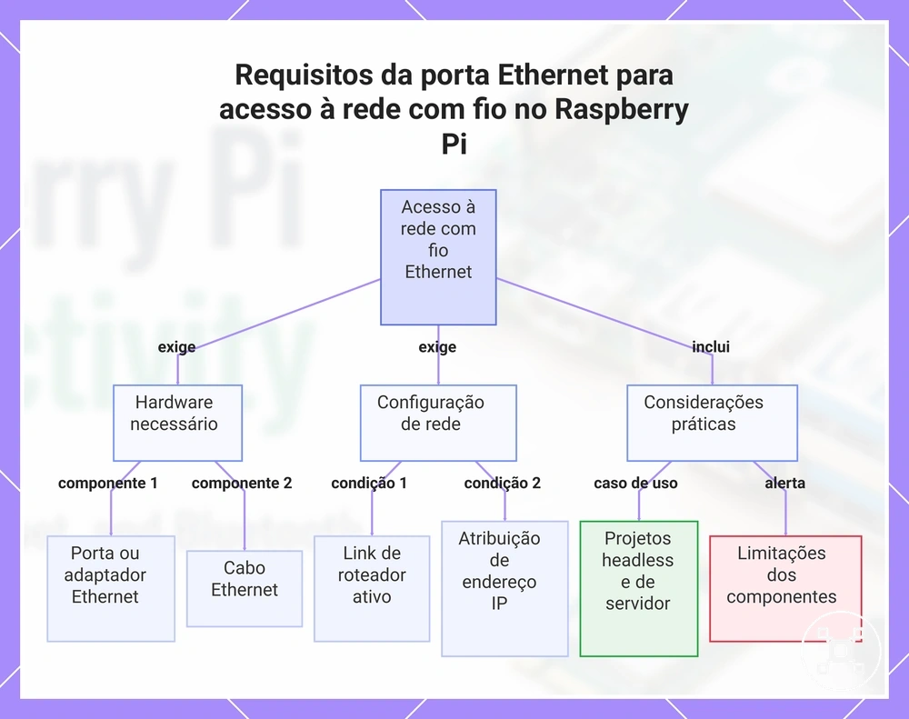 Requisitos da porta Ethernet para acesso à rede com fio no Raspberry Pi