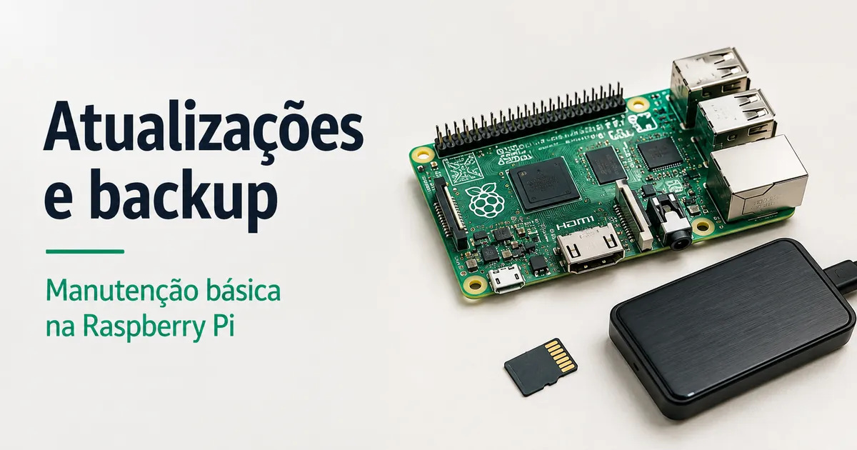 Raspberry Pi com mídias de armazenamento preparadas para atualização e backup