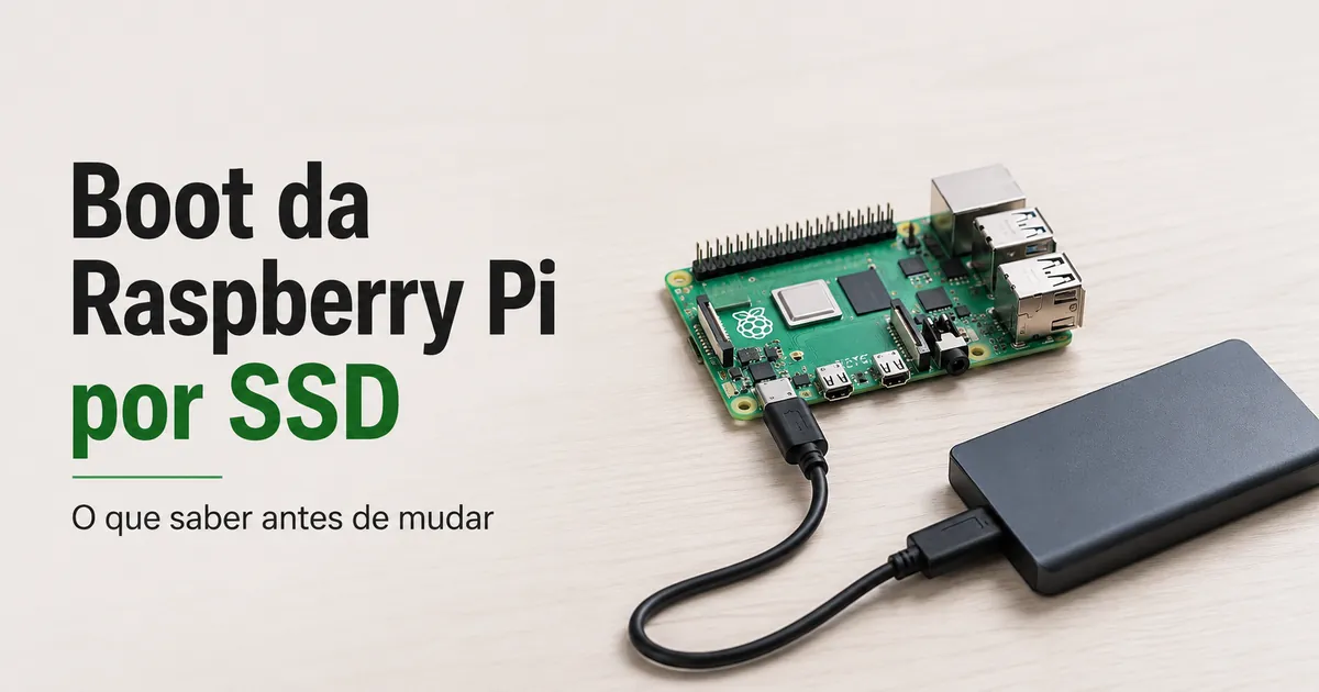 Raspberry Pi conectada a um SSD externo para inicialização por armazenamento
