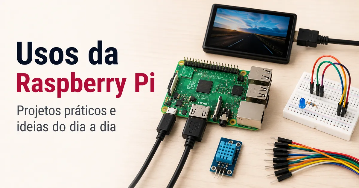 Raspberry Pi conectada a acessórios para projetos práticos em casa e aprendizado