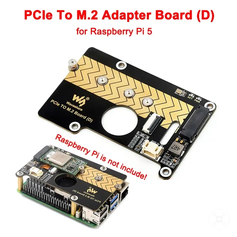 NVMe SSD'ler için Raspberry Pi 5 PCIe'den M.2'ye adaptör kartı