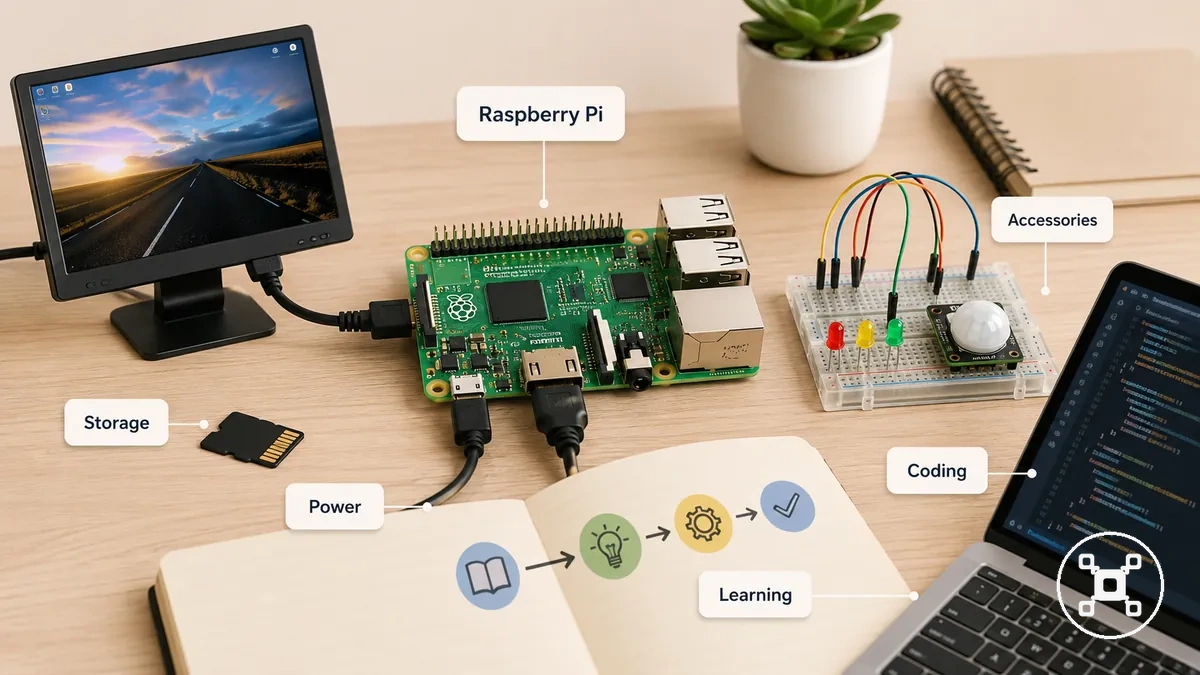 Temel aksesuarlarla basit Raspberry Pi başlangıç projesi kurulumu