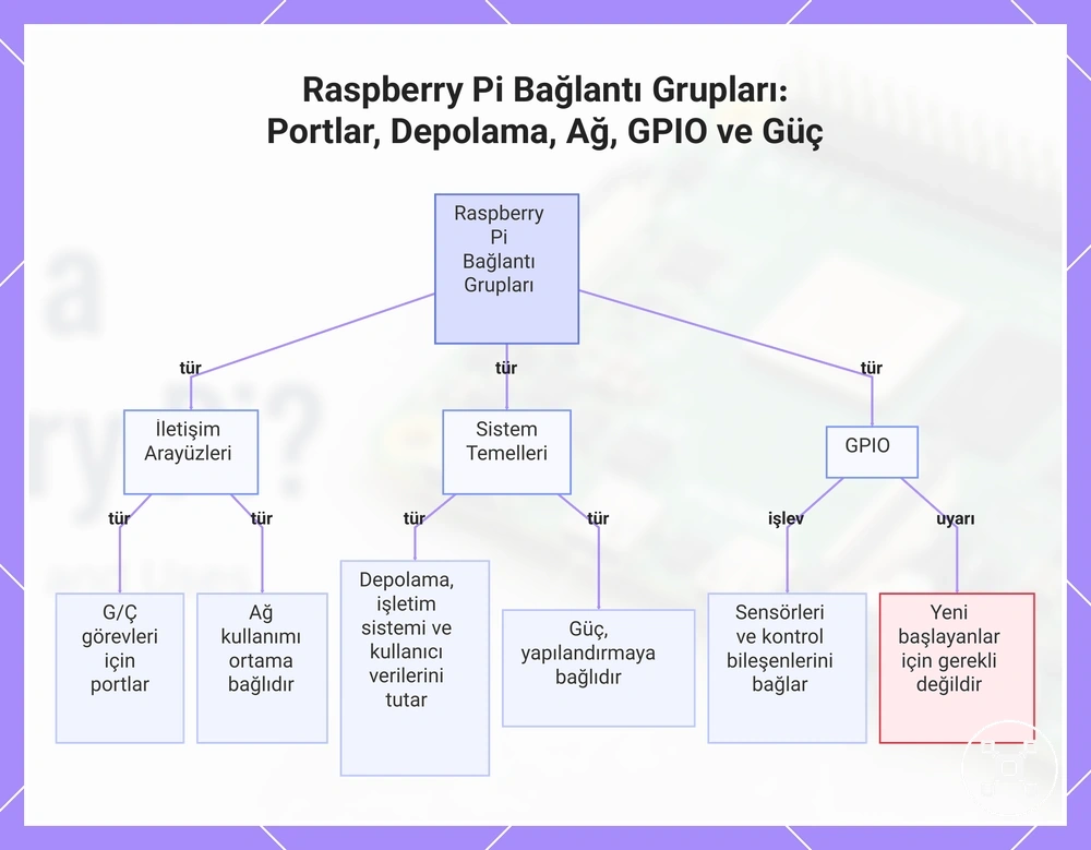Raspberry Pi Bağlantı Grupları: Portlar, Depolama, Ağ, GPIO ve Güç