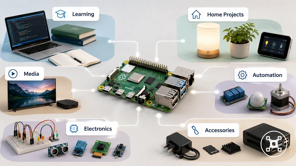 Proje türüne göre gerçekçi Raspberry Pi kullanım alanlarını gösteren diyagram
