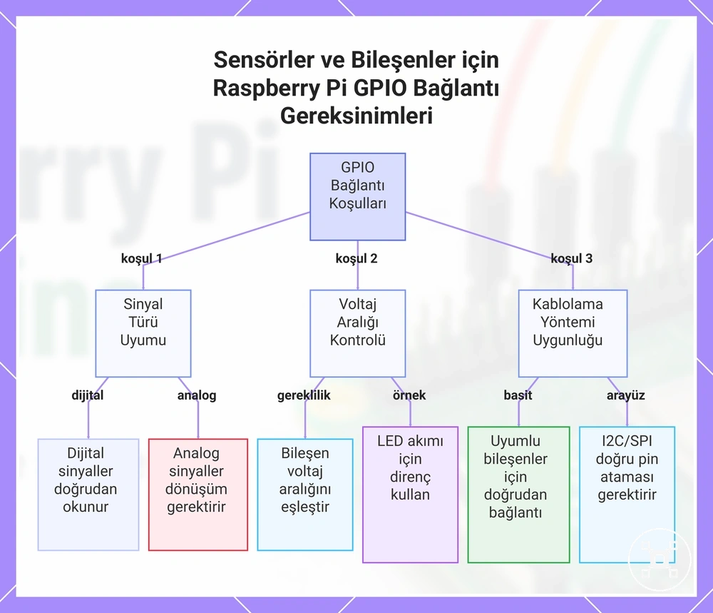 Sensörler ve Bileşenler için Raspberry Pi GPIO Bağlantı Gereksinimleri