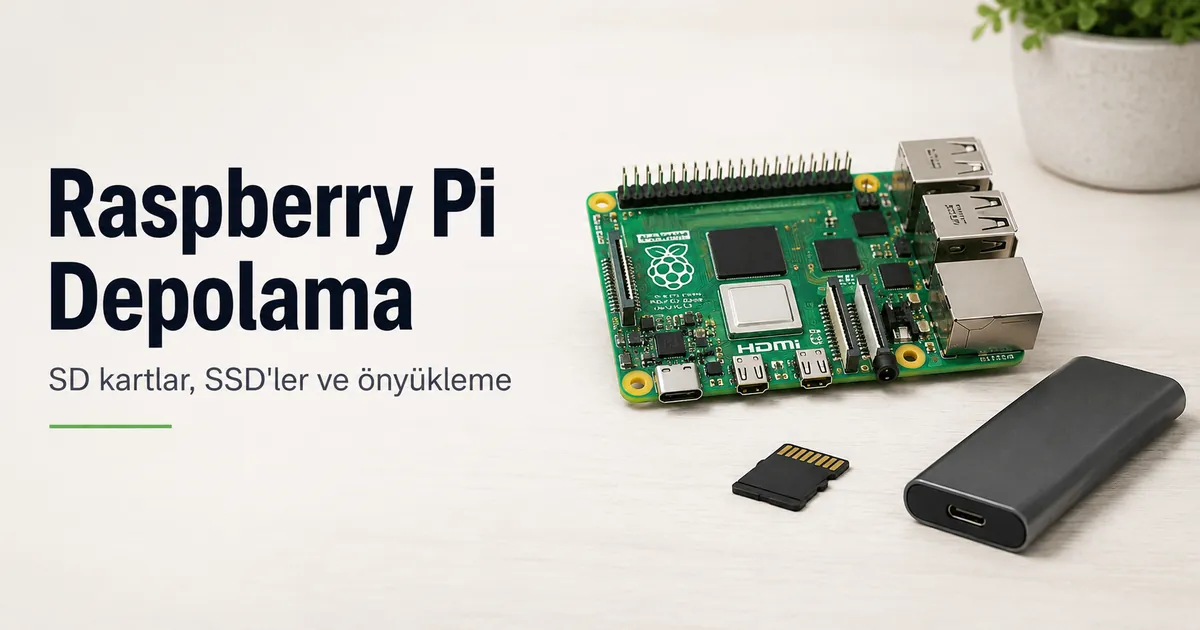 Yan yana yerleştirilmiş microSD kart ve SSD depolama seçenekleriyle Raspberry Pi