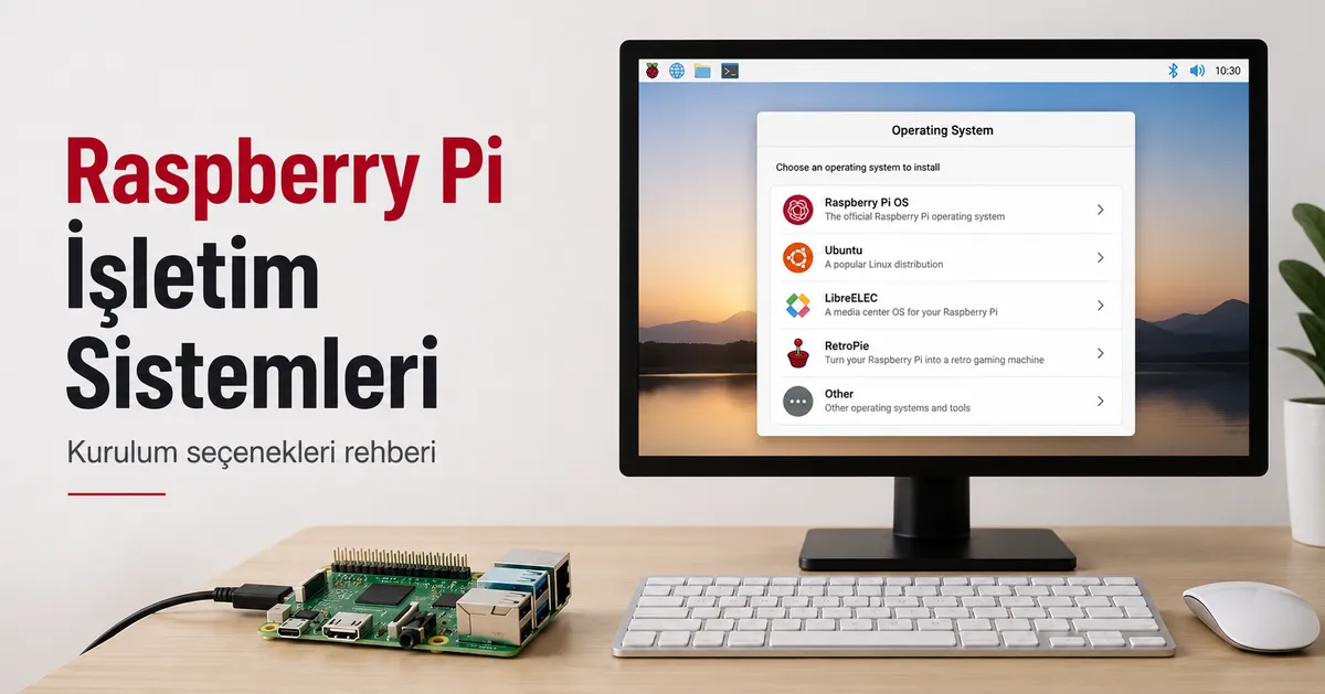 İşletim sistemi kurulum seçeneklerini gösteren Raspberry Pi masaüstü ekranı